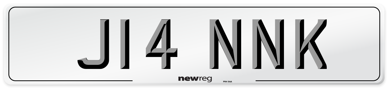 J14 NNK Number Plate from New Reg